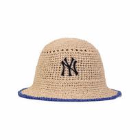 MLB logotipas polipropileno rafijos žvejo skrybėlė unisex poros stiliaus smėlio spalvos 3AHTR0243-50BGL geltona