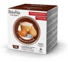 Dolce Vita Biscottino — sausainių cappuccino kavos kapsulės 96 vnt. (tinka Lavazza A Modo Mio* sistemai)