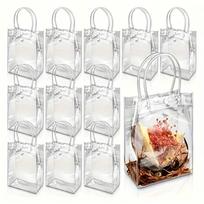 12Pcs Transparent Handheld Gift Bags - Reusable for Halloween, Christmas & Daily Use - Ideal for Parties, Weddings, Birthdays -Small Business Supplies 12cps white