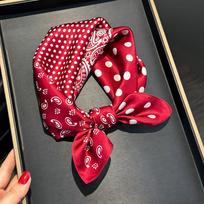 100% Natūralaus Šilko Kvadratinė Skara Moteriška Bandana Šilkmedžio Šalikai Moteriška Vasarinė Kaklaskarė Skarelė Ant Galvos Šalikas Apklotas Hidžabas Real Silk 53x53cm red