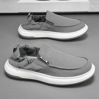 Vyriški Vasariniai Ledo Šilko Drobės Batai 2025 Nauji Kvėpuojantys Laisvalaikio Batai Madingi Sportbačiai Vyrams Įsispiriami Loferiai Zapatillas Hombre 39 pilka spalva