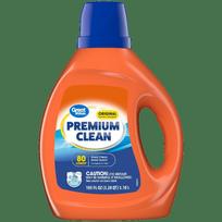 Premium Clean Laundry Detergent Enzyme Power Stain Remover Odor Eliminator 80 Loads Original Liquid Wash Deep Clean Family Size United States orange