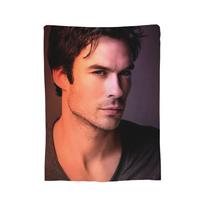 Damon Salvatore Blanket Flannel Printed The Vampire Diaries  Multifunction Throw Blanket for Home Bedroom Bedding Throws 30x40in black