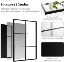 Promotion 70x100 cm Juodas Metalinės Rėmo Sieninis Veidrodis 3 sluoksnių