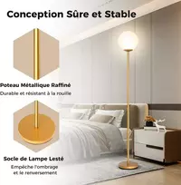 Promotion Auksinė grindų lempa su stiklo gaubtu 165 cm