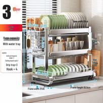 miflame 3-Tier Stainless Steel Dish Drying Rack gray