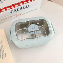 Cute Portable Insulated Cheese Bento Box with Buckle - Student Lunch & Takeaway Keeper gray