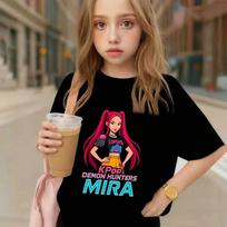 K-Pop Demon Hunters Mira Children's Cotton Comfortable T-shirt Suitable for K-Pop Fans Anime Pattern T-shirt 110 brown