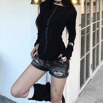 Women's Retro Low-Waist Ripped Denim Shorts - Spicy A-Line Hip-Hugging Design 2XL