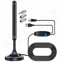 Metalinė FM antena su stiprintuvu ir 4 skirtingais kištukais