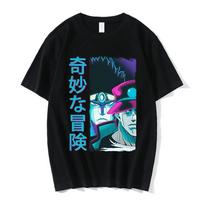 Anime Jojo Bizarre Adventure Grafiniai Vyriški Marškinėliai Moterų Mada Trumpomis Rankovėmis Laisvalaikio Viršūnės Medvilniniai Didelio Dydžio Viršūnės Gatvės Drabužiai S black