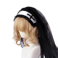 Cros Headband Lolit Headpiece Halloween Veil With Comb Lolit Hairband Black Lace Veil Lolit Headwear Lolit Headband 1 juoda
