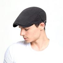 Men's Classic Flat Cap Adjustable Ivy Hat with Buckle Strap British Style Driving Cap for Outdoor Use and Casual Wear One Size black