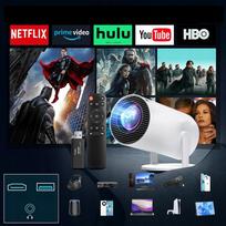 Nešiojamas 4K Android TV projektorius su WiFi ir išmaniuoju garsiakalbiu