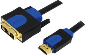 Adapteris Logilink Video cable - HDMI / DVI Video cable - HDMI / DVI HDMI, DVI, 3 m, mėlyna sp./juoda sp.