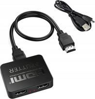 HDMI skirstytuvas, 1 įėjimas, 2 išėjimai, 4K adapteris dviem monitoriams
