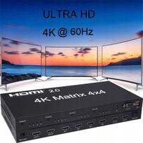 HDMI matrica 4x4, 4K 60Hz, 2.0 versija, signalų skirstytuvas