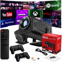 Projektorius 4K LED su Android žaidimų konsolės funkcija, 2 pulteliai, WiFi, USB