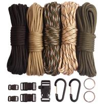 Paracord virvė 4 mm, 30 m, 7 gijų, su karabinais ir sagtimis