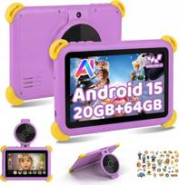 Vaikiškas planšetinis kompiuteris 7" Android 15, 3GB/64GB, tėvų kontrolė, dvi kameros, WiFi 6