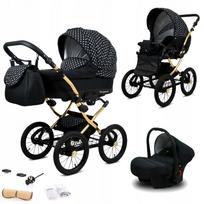 Vaikiškas vežimėlis 3in1 BabyLux Margaret su lopšiu ir automobiline kėdute