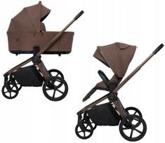 Vežimėlis 2 viename Muuvo Fold Dark Chocolate su automobilinės kėdutės adapteriais