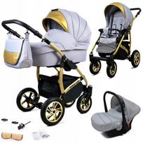 Vežimėlis 3 viename BabyLux GoldLux su lopšiu ir autokėdute