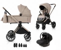 Vaikiškas vežimėlis Adamex Spark NATURE LATTE 3in1 su COSMO 2.0 ir adapteriais