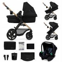 Universalus vežimėlis Kinderkraft MOOV 2 3in1 su MINK PRO autokėdute, juodas
