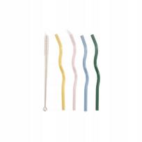 Gertuvių šiaudelių rinkinys RITHI SUMMER su valikliu, 20 cm, 5 vnt., HOMLA