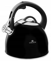Virdulys Gerlach Solid 2,8 l, su švilpuku, juodas, tinkamas indukcijai
