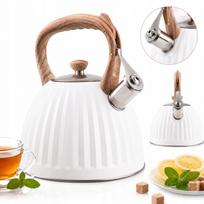 Arbatinukas su švilpuku, nerūdijančio plieno, 2,8 l, baltas, tinka indukcijai ir dujoms