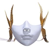 Plastic Material Cyberpunk Mechanical Half Face Masks With Wing Futuristic Cosplay Masquerade Mask Punk Steampunk