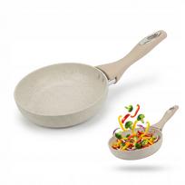 Keptuvė gili, indukcinė, nelimpančia danga, 16 cm, smėlio spalvos
