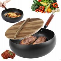 Ketaus keptuvė su mediniu dangčiu, 28 cm, japoniška