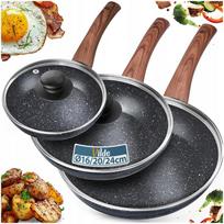 Keptuvių ir troškintuvų rinkinys GRANITe su dangčiais, 16, 20, 24 cm, 3 vnt.