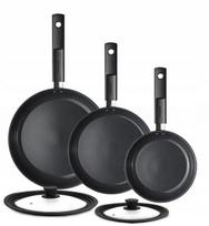 Keptuvių rinkinys FISKARS HARD FACE 20, 24, 28 cm su dangčiais, silikoninė Ceratec danga