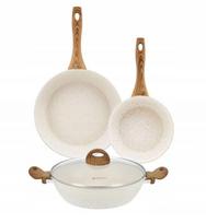 Keptuvių rinkinys AMBITION Nature, 20 cm, 28 cm ir gili 28 cm, indukcinė, kreminė