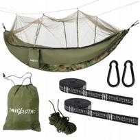 Kelioninis hamakas su tinkleliu nuo uodų, didelis, bushcraft