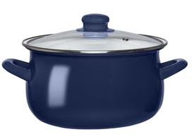 Emaliuotas puodas indukcinei ir dujinei viryklei su dangčiu Altom Design, tamsiai mėlynas, 3,5 l