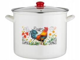 Emaliuotas puodas Emalia Pleszew su dangčiu, 14 l, 28 cm, „Rooster“