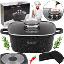 Kvadratinis marmurinis puodas SOLID, 28 cm, tinka dujinėms ir indukcinėms viryklėms, 2 dangteliai