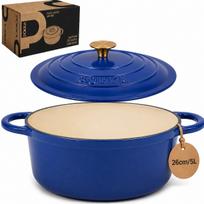 Emaliuotas ketaus puodas su dangčiu POKKA, 26 cm, 5 l, mėlynas, tinka indukcijai