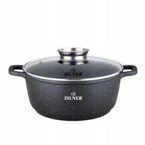 Puodas su marmurine danga ir stikliniu dangčiu, 1,7 l, 18 cm, tinka indukcinei ir dujinei viryklei