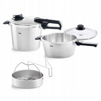 Slėginis puodas FISSLER 3,5 l + 6 l su garinimo įdėklu ir stikliniu dangčiu, Ø22 cm
