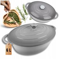 Ketaus emaliuotas puodas HAGE Brittany, 6 l, su dangčiu, 34 cm, pilkas, tinka indukcinei kaitlentei