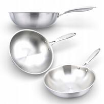 Keptuvė wok MASTERPAN 28 cm, nerūdijantis plienas, tinka indukcinei ir dujinei viryklei