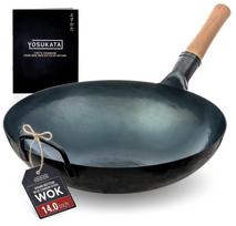 Wok keptuvė YOSUKATA, 36 cm, anglinis plienas, mėlyna, apvali apačia, tinka dujinėms BBQ