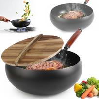Ketaus troškintuvas su mediniu dangčiu, 28 cm