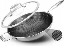 Wok keptuvė Nutrichef, 30,5 cm, nerūdijančio plieno danga, su dangčiu